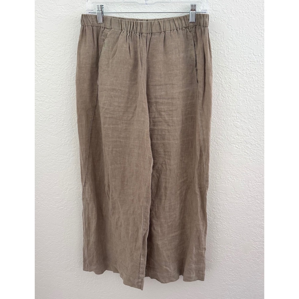 Velvet by Graham & Spencer 100% Linen Coastal Cropped Wide Leg Pants Size Medium